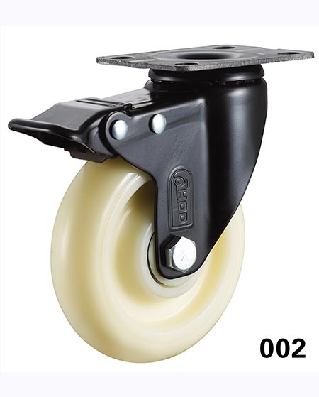 平底雙刹尼龍腳輪