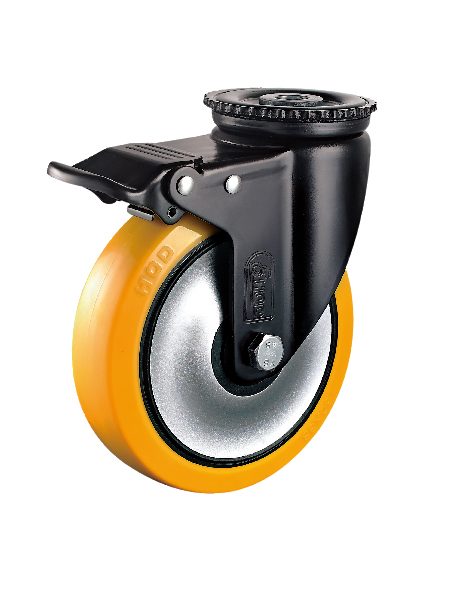 中重型孔頂雙刹PU輪