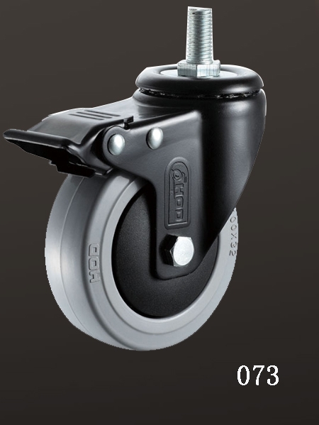 絲杆雙刹橡膠腳輪