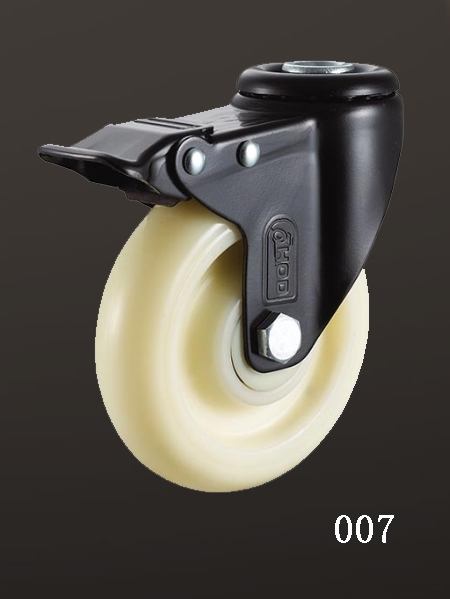 孔頂雙刹尼龍腳輪