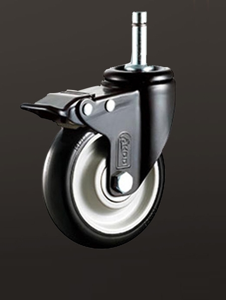 中型光杆雙刹PU腳輪