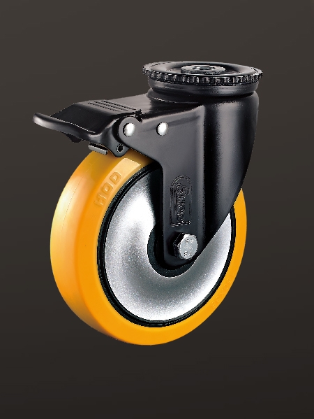 中重型孔頂雙刹PU輪