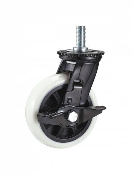 72係列-4寸絲杆邊刹雙軸承耐磨白色TPE輪(黑漆)