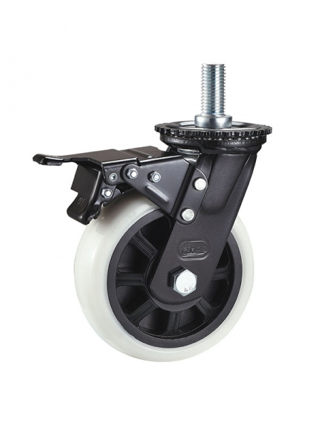 72係列-4寸絲杆雙刹雙軸承耐磨（mó）白（bái）色TPE輪(黑漆（qī）)