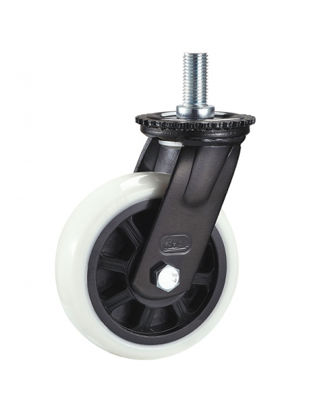 72係列-4寸絲杆活動雙軸承耐（nài）磨白色TPE輪（lún）(黑漆)