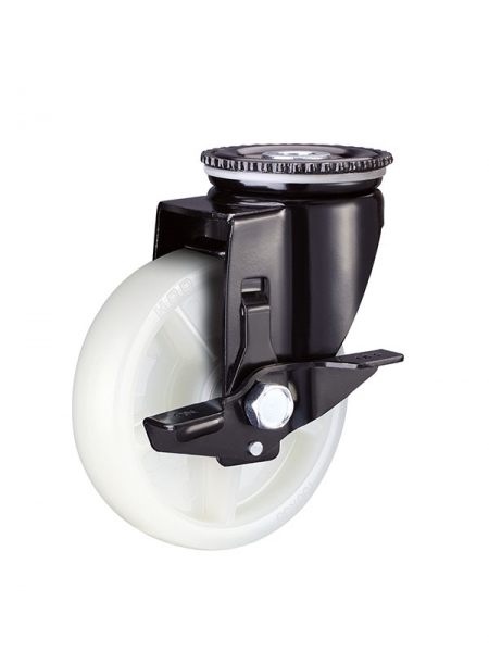 62係列-3寸孔頂邊刹（shā）雙軸承原色一（yī）次成（chéng）型改性聚丙YUPA輪(黑漆（qī））