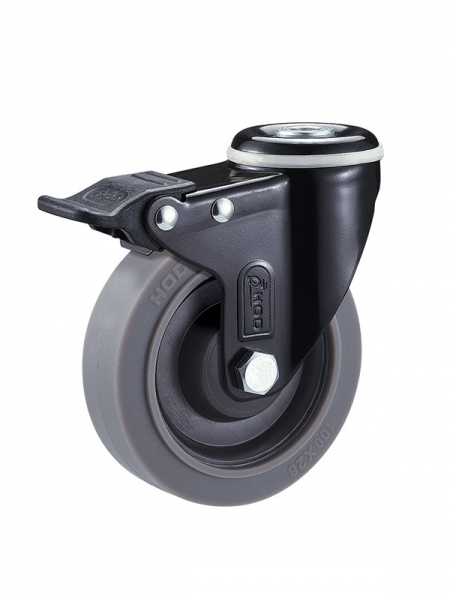 40係（xì）列-25寸孔頂黑色塑料雙刹特爾靈灰色TPR輪(黑漆)