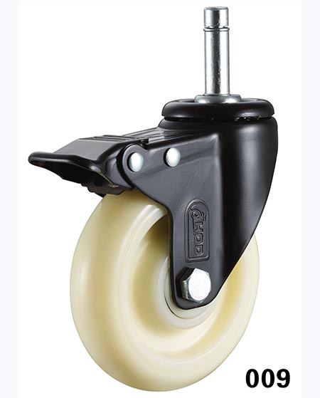 光杆雙刹尼龍腳輪