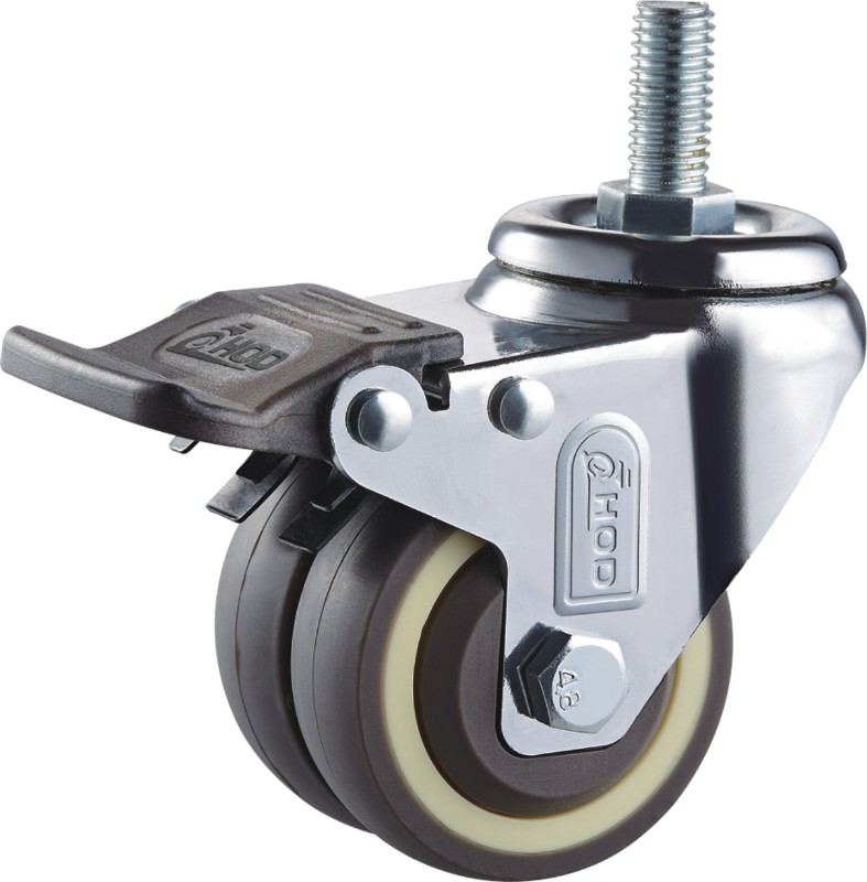 2.5寸帶（dài）刹車雙（shuāng）輪工（gōng）業（yè）腳輪