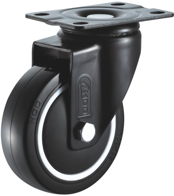 平底（dǐ）黑色橡膠萬向（xiàng）腳輪